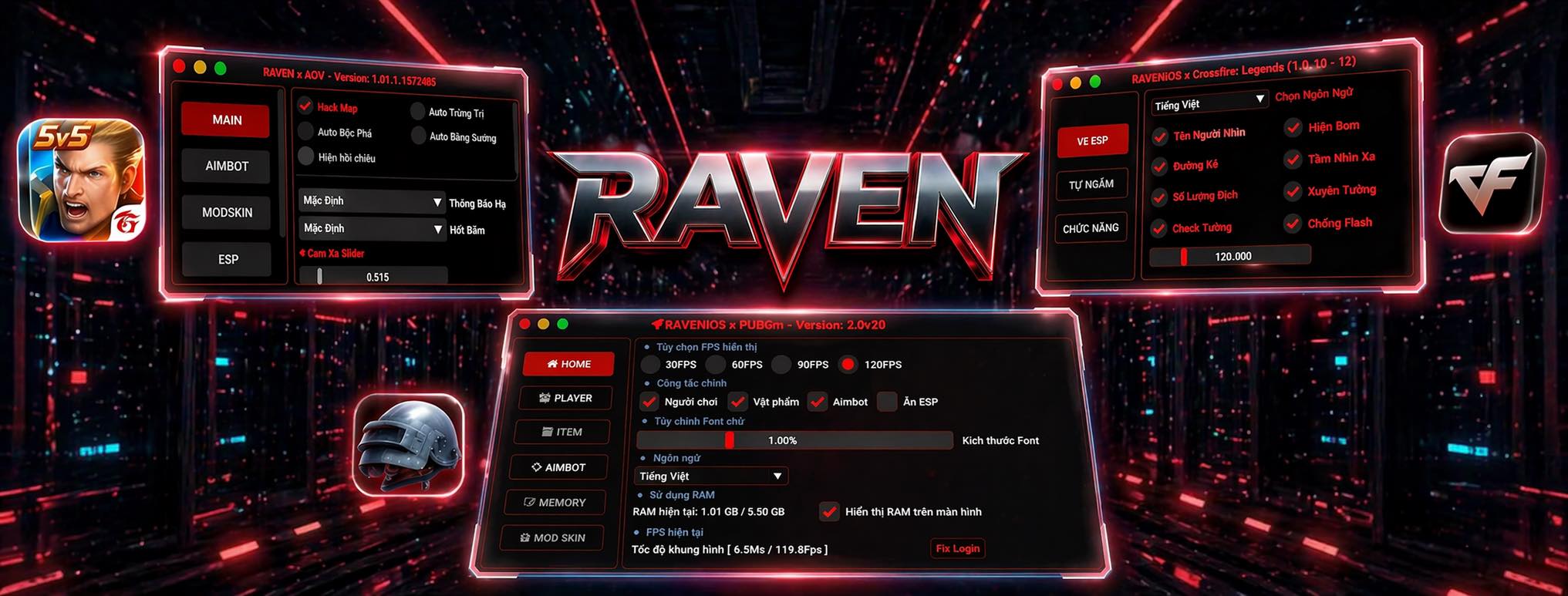 Gói IOS VIP RAVEN (CFL + PUBG + LQMB)=> MUA 1 ĐƯỢC 3